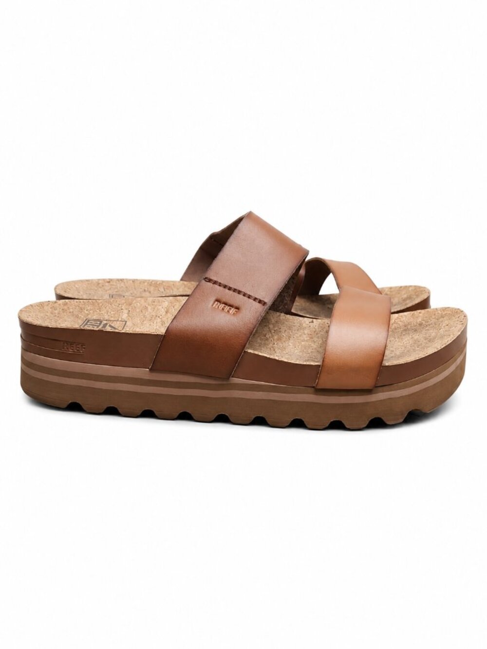 REEF Women’s Brown Platform Slide Sandals Size 9 Cork Footbed